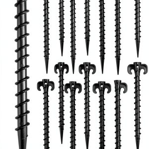 AUGSUN 16 Pack Plastic Tent Stakes Heavy Duty Black Sand Stakes-0