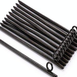 Ground Anchor ZOOFOX 12 Pack 17 Inch Black Steel Rebar Stakes-0